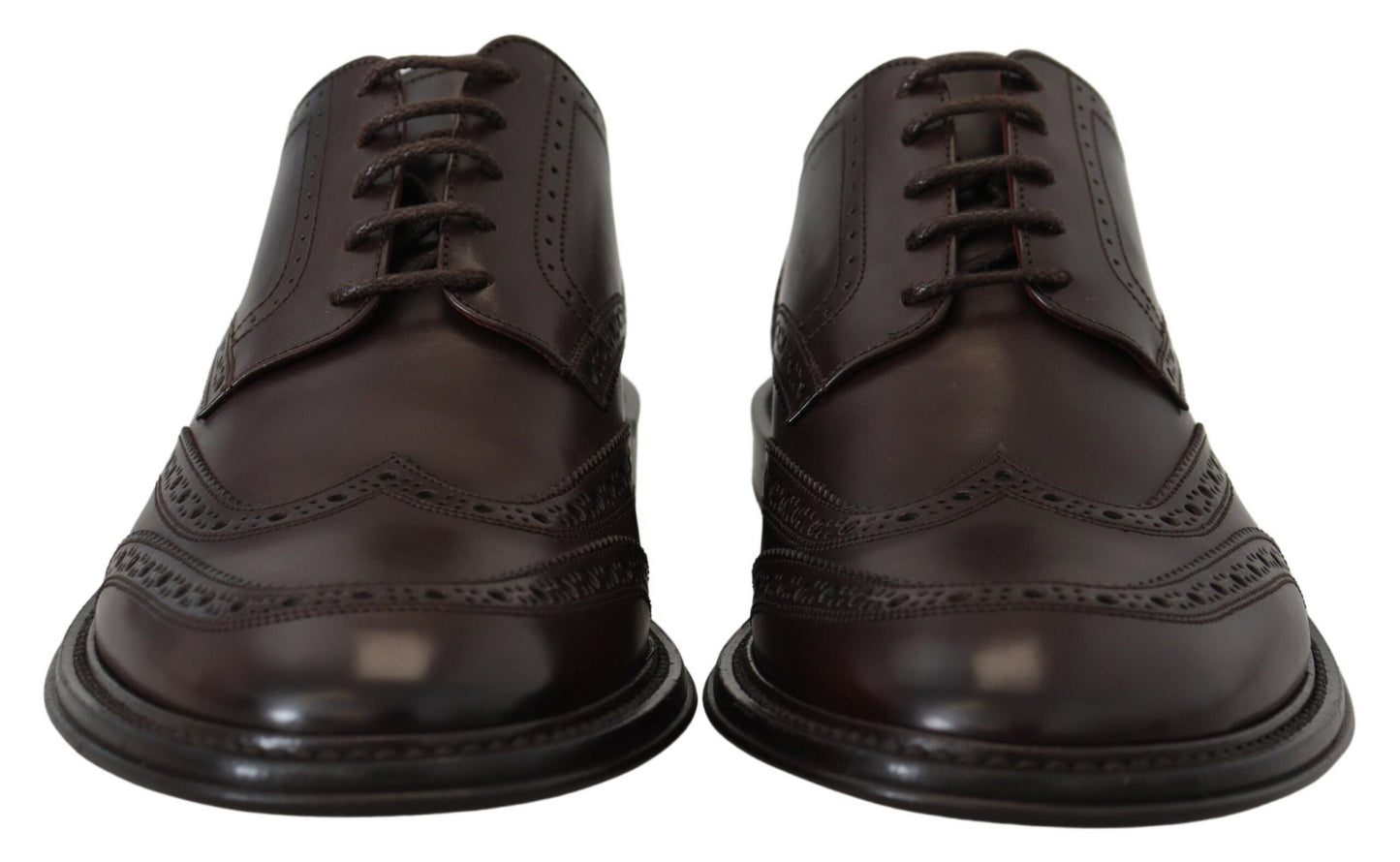 Dolce & Gabbana Elegant Brown Lace-Up Wingtip Leather Shoes