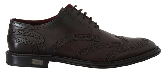 Dolce & Gabbana Elegant Brown Lace-Up Wingtip Leather Shoes