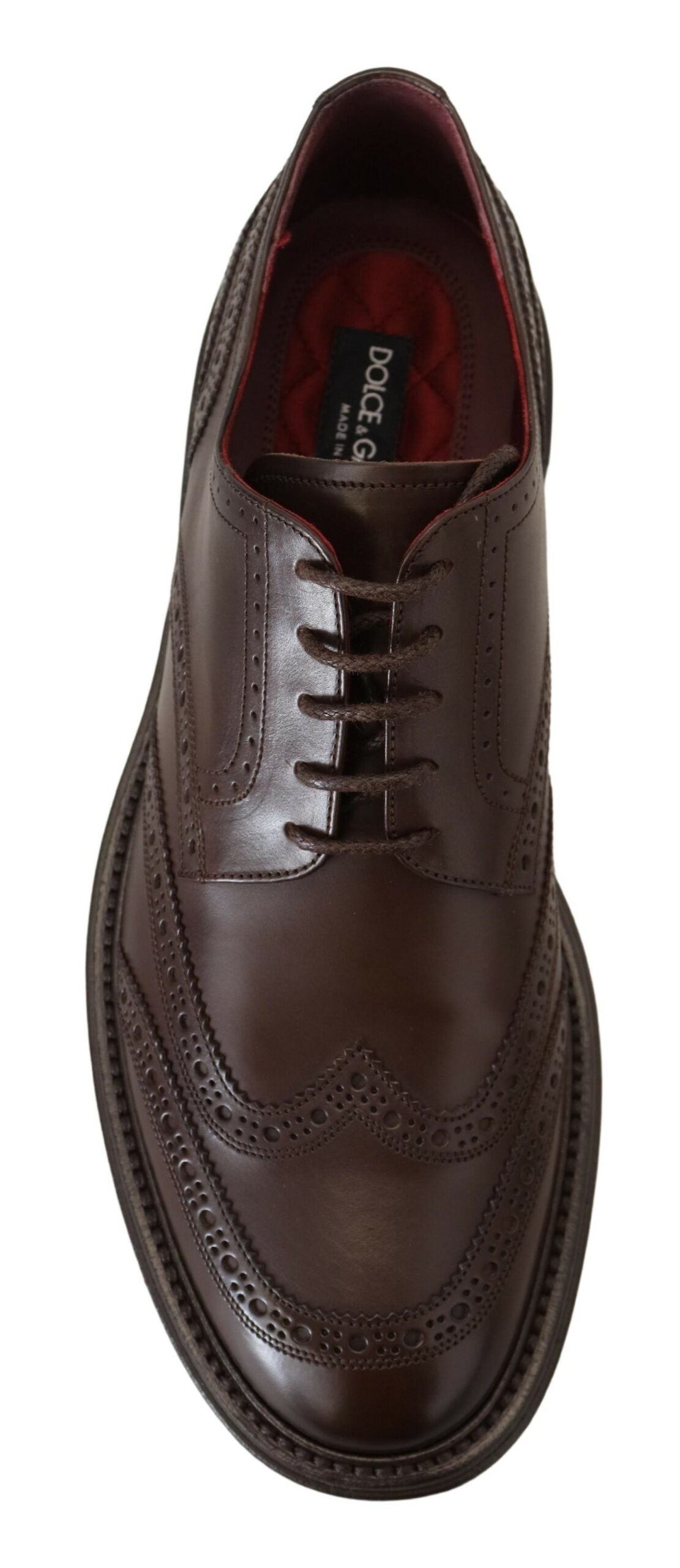 Dolce & Gabbana Elegant Brown Lace-Up Wingtip Leather Shoes