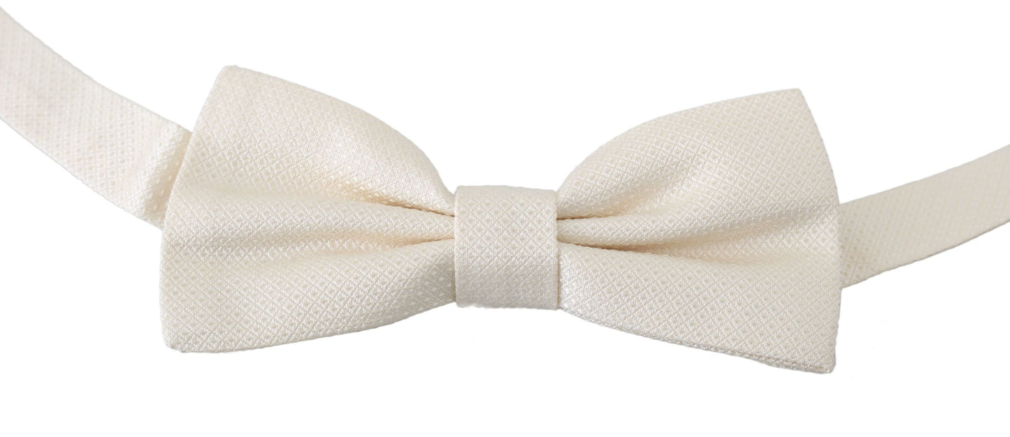 Dolce & Gabbana Elegant Cream Beige Silk Bow Tie