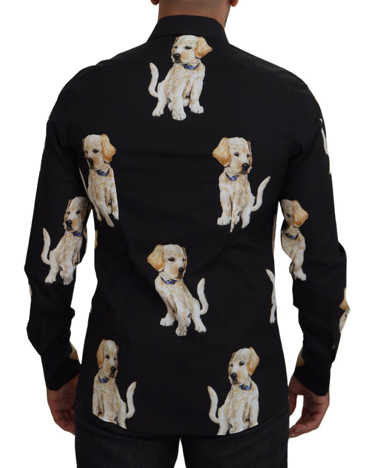 Dolce & Gabbana Elegant Black Dog Print Casual Shirt