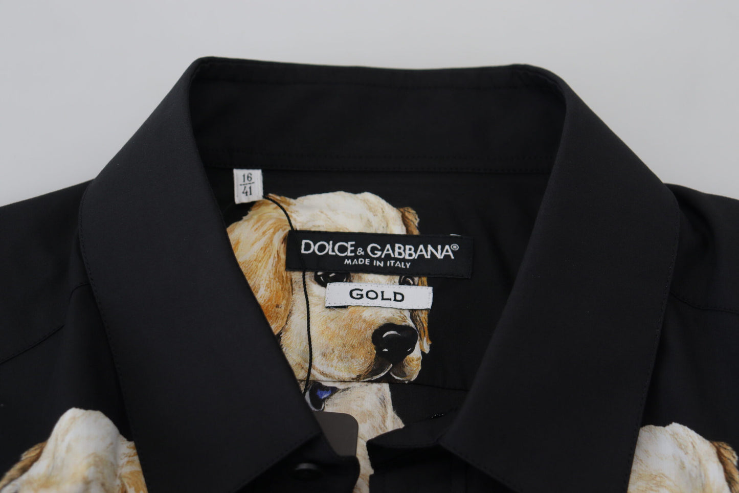 Dolce & Gabbana Elegant Black Dog Print Casual Shirt