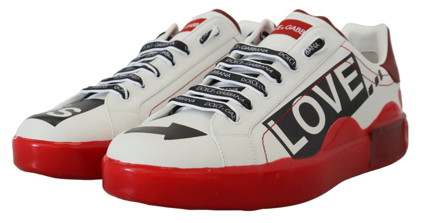 Dolce & Gabbana Exclusive Red & White Love Motif Sneakers