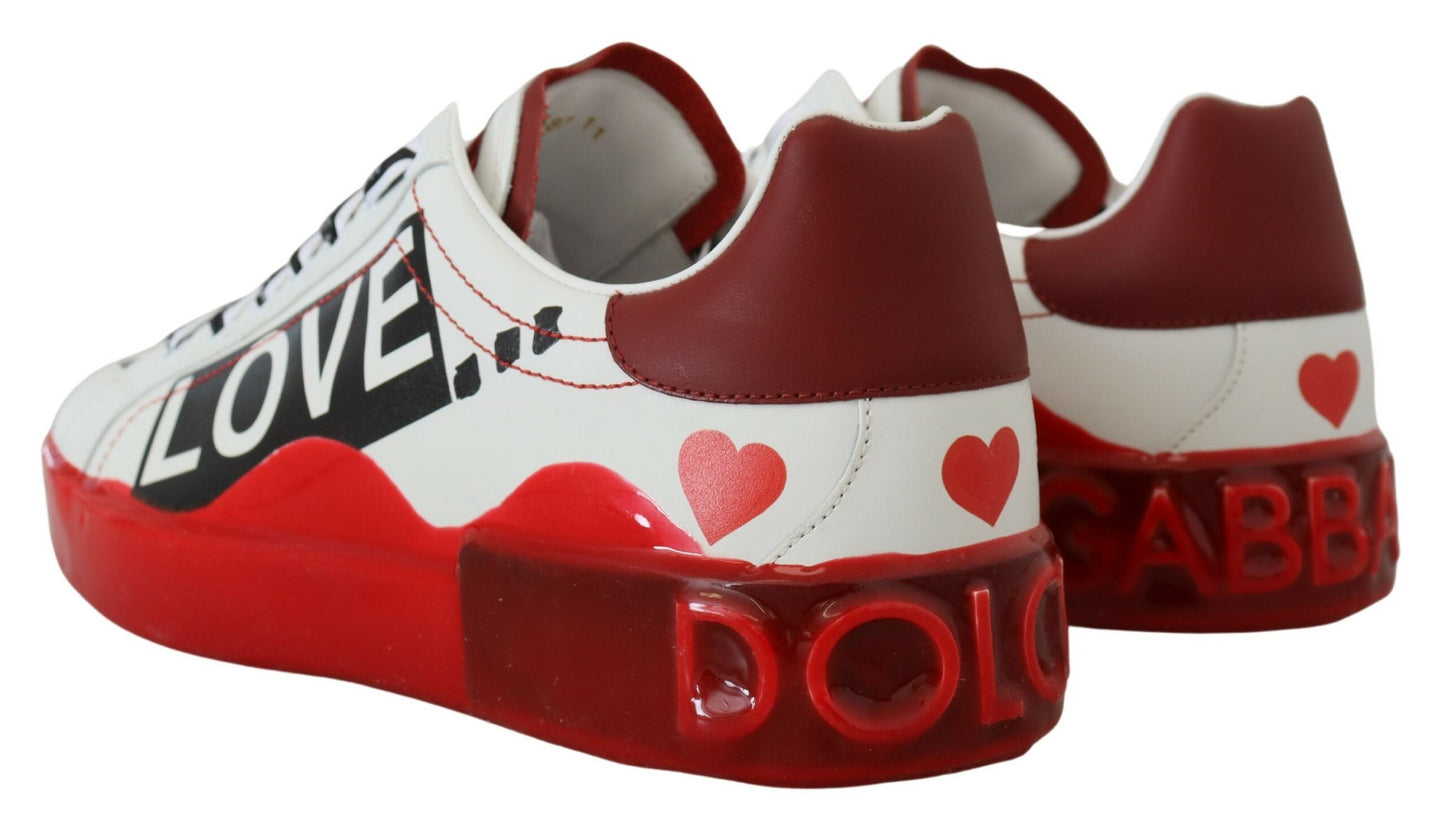 Dolce & Gabbana Exclusive Red & White Love Motif Sneakers