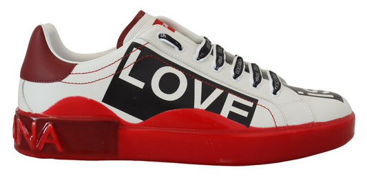 Dolce & Gabbana Exclusive Red & White Love Motif Sneakers