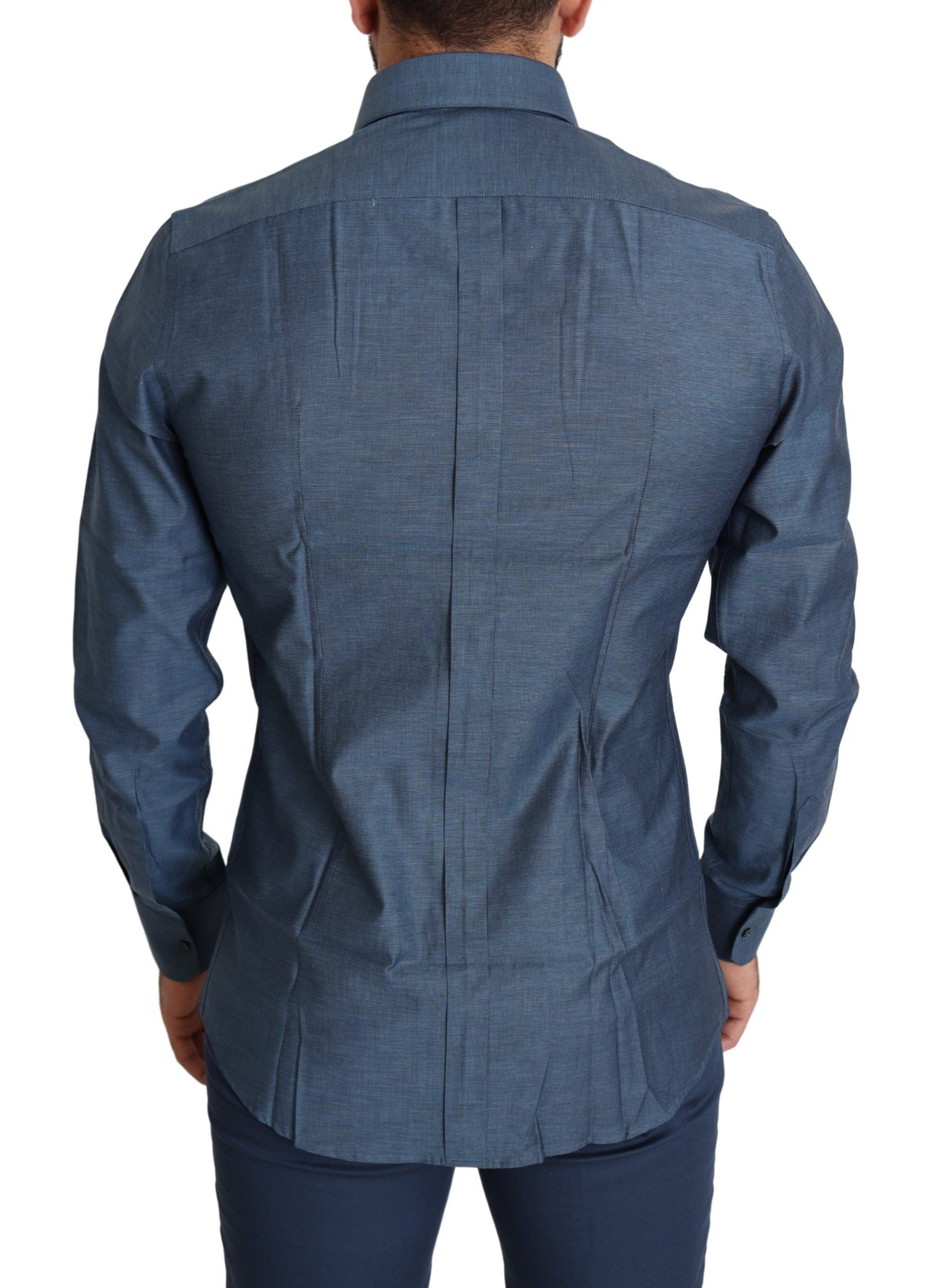 Dolce & Gabbana Elegant Slim Fit Blue Cotton Dress Shirt