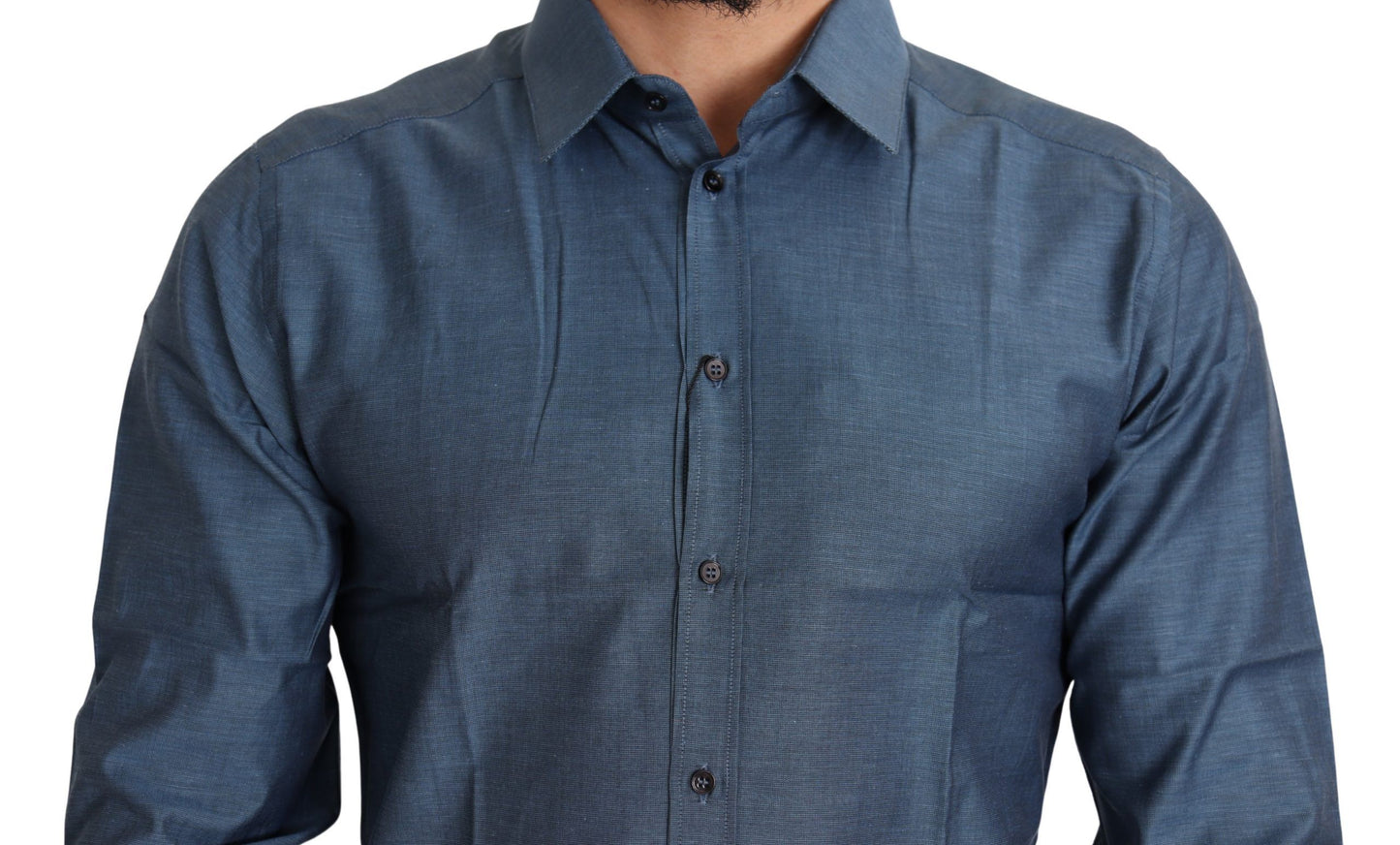 Dolce & Gabbana Elegant Slim Fit Blue Cotton Dress Shirt