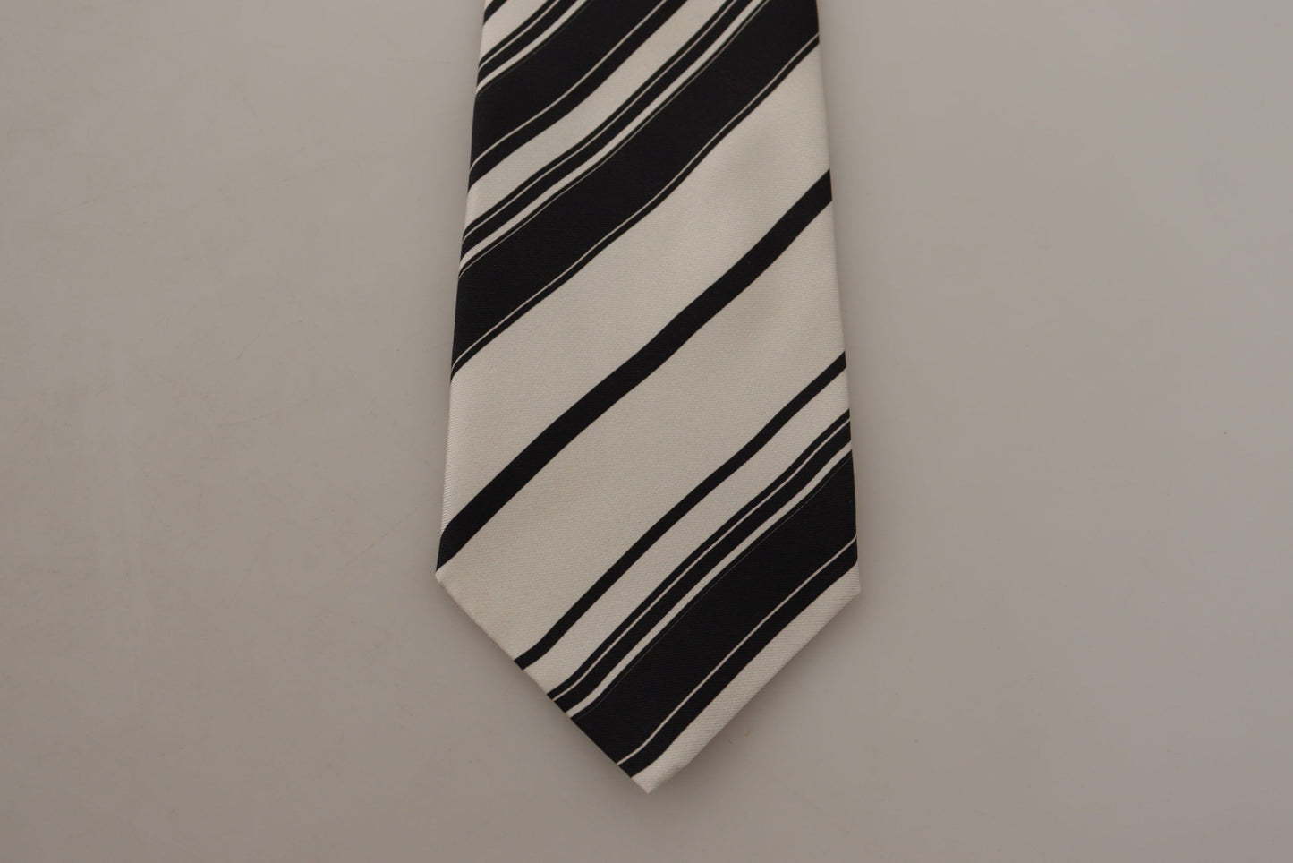 Dolce & Gabbana Black and White Silk Neck Tie