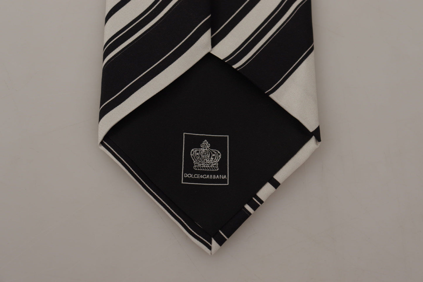 Dolce & Gabbana Black and White Silk Neck Tie