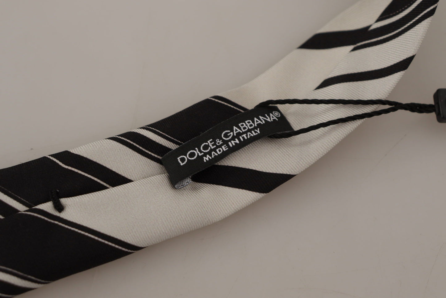 Dolce & Gabbana Black and White Silk Neck Tie