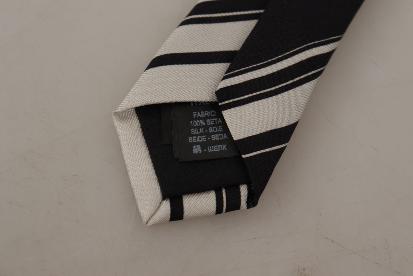 Dolce & Gabbana Black and White Silk Neck Tie