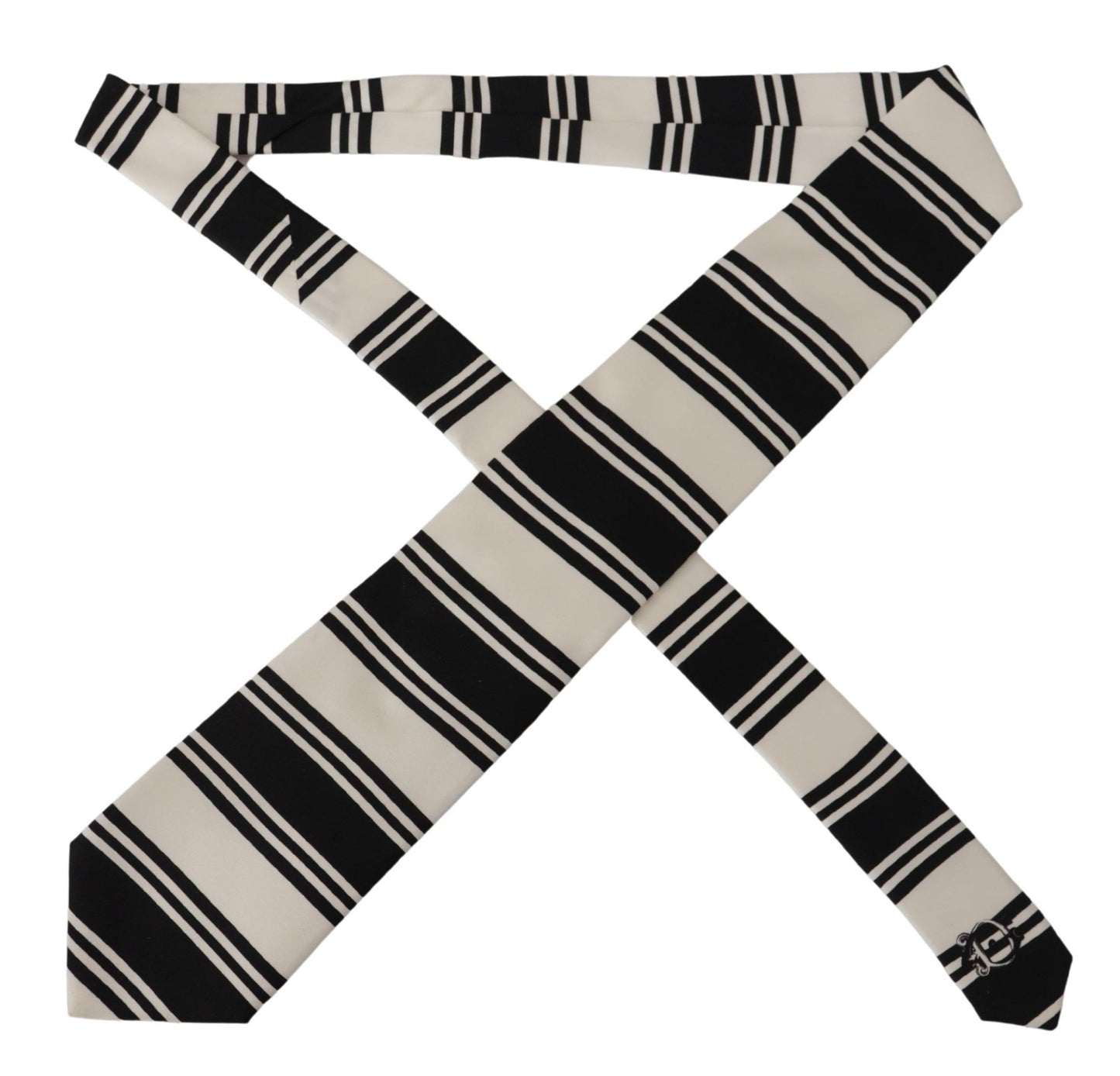 Dolce & Gabbana Elegant Black and White Silk Tie