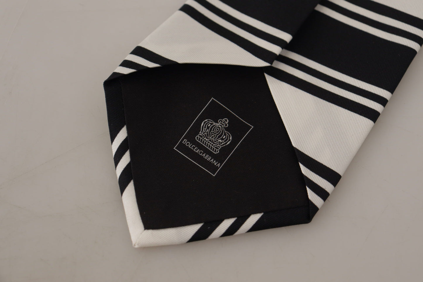 Dolce & Gabbana Elegant Black and White Silk Tie