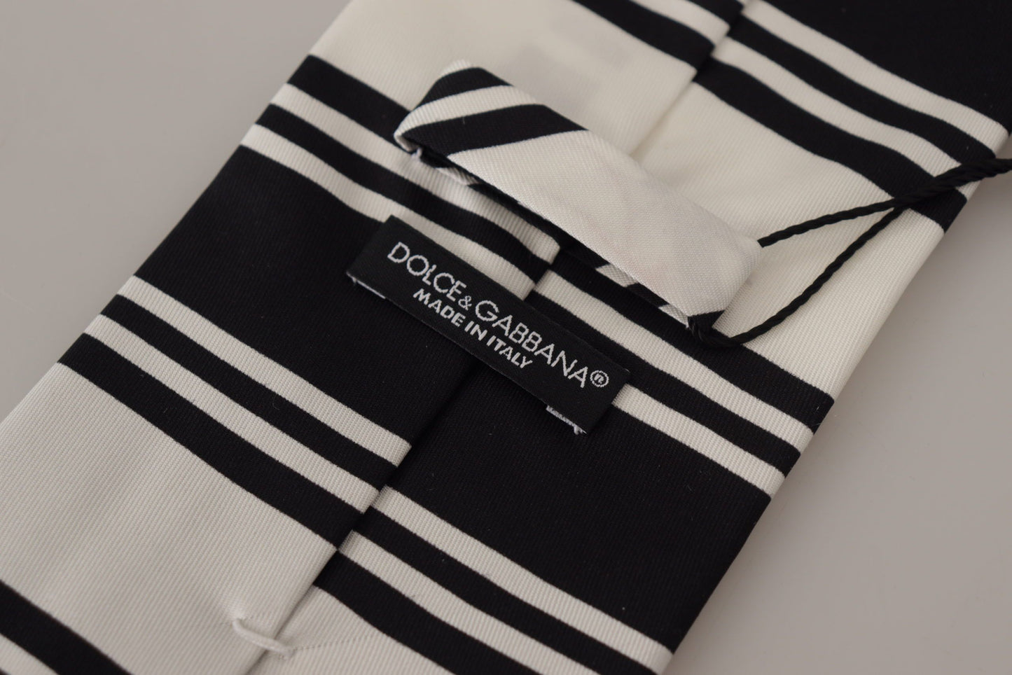 Dolce & Gabbana Elegant Black and White Silk Tie