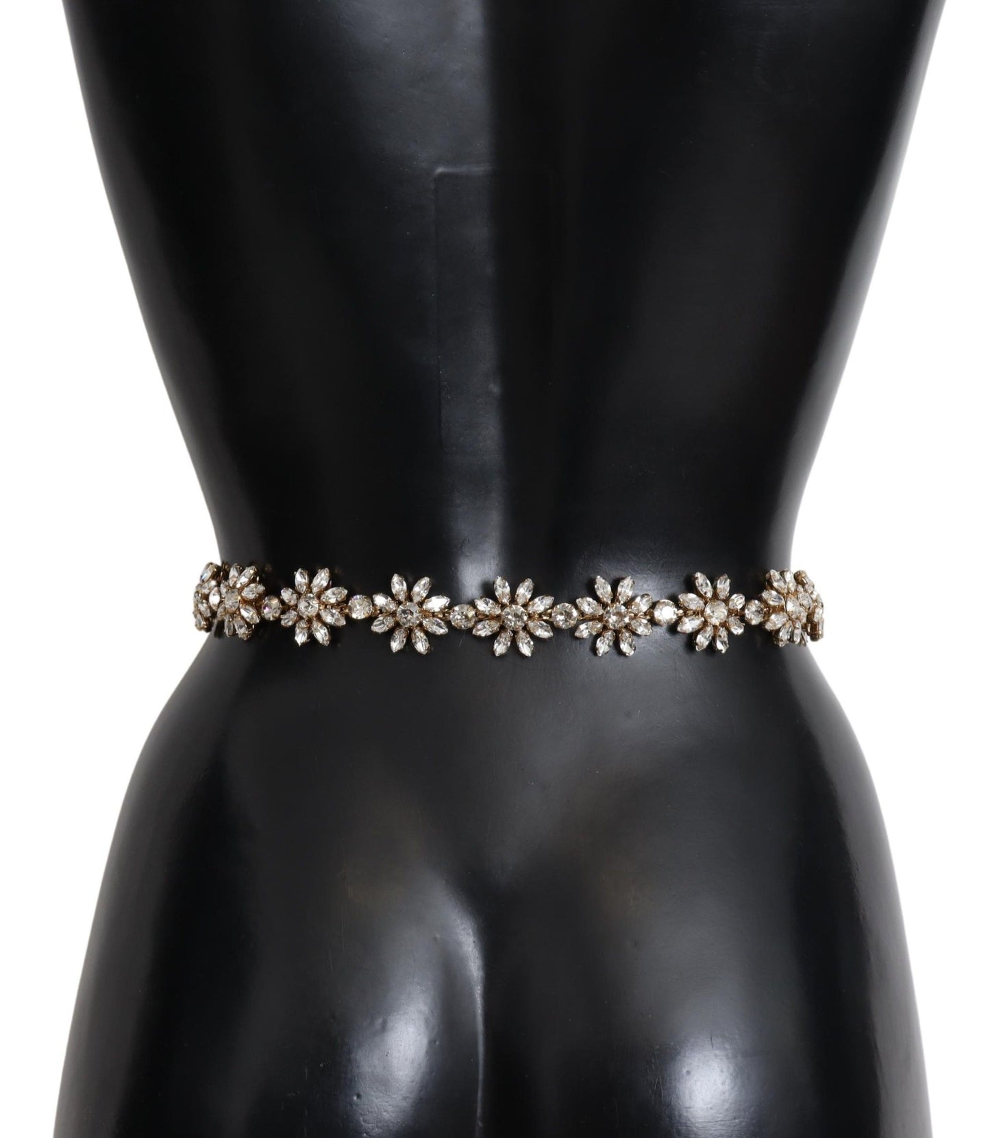 Dolce & Gabbana Crystal-Embellished White Leather Belt