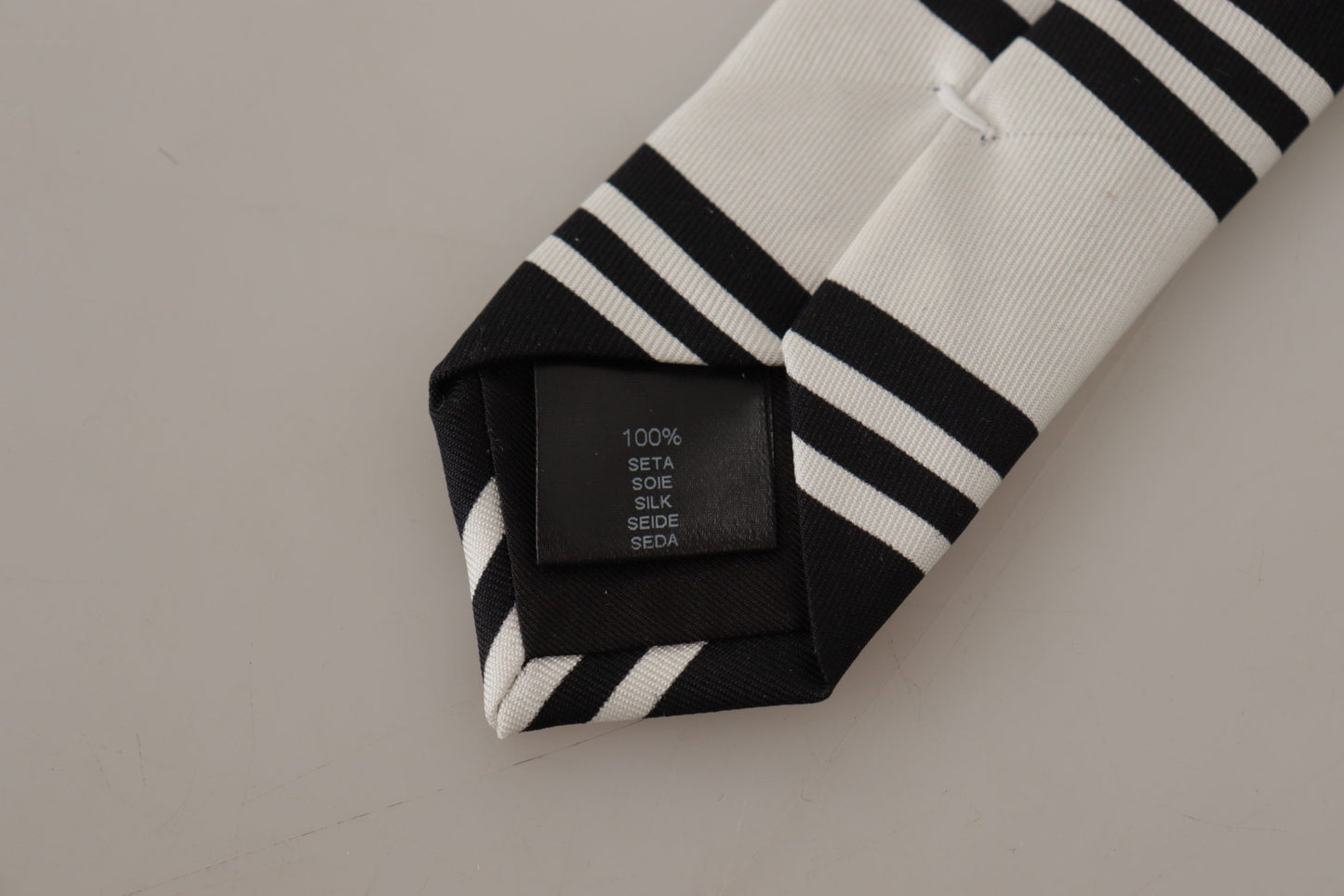 Dolce & Gabbana Elegant Black and White Silk Tie