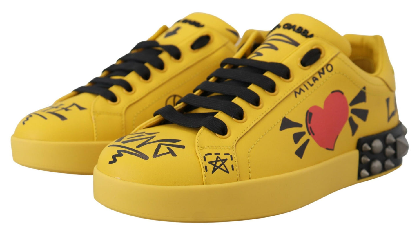 Dolce & Gabbana Exquisite Yellow Leather Casual Sneakers