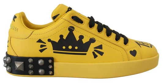 Dolce & Gabbana Exquisite Yellow Leather Casual Sneakers