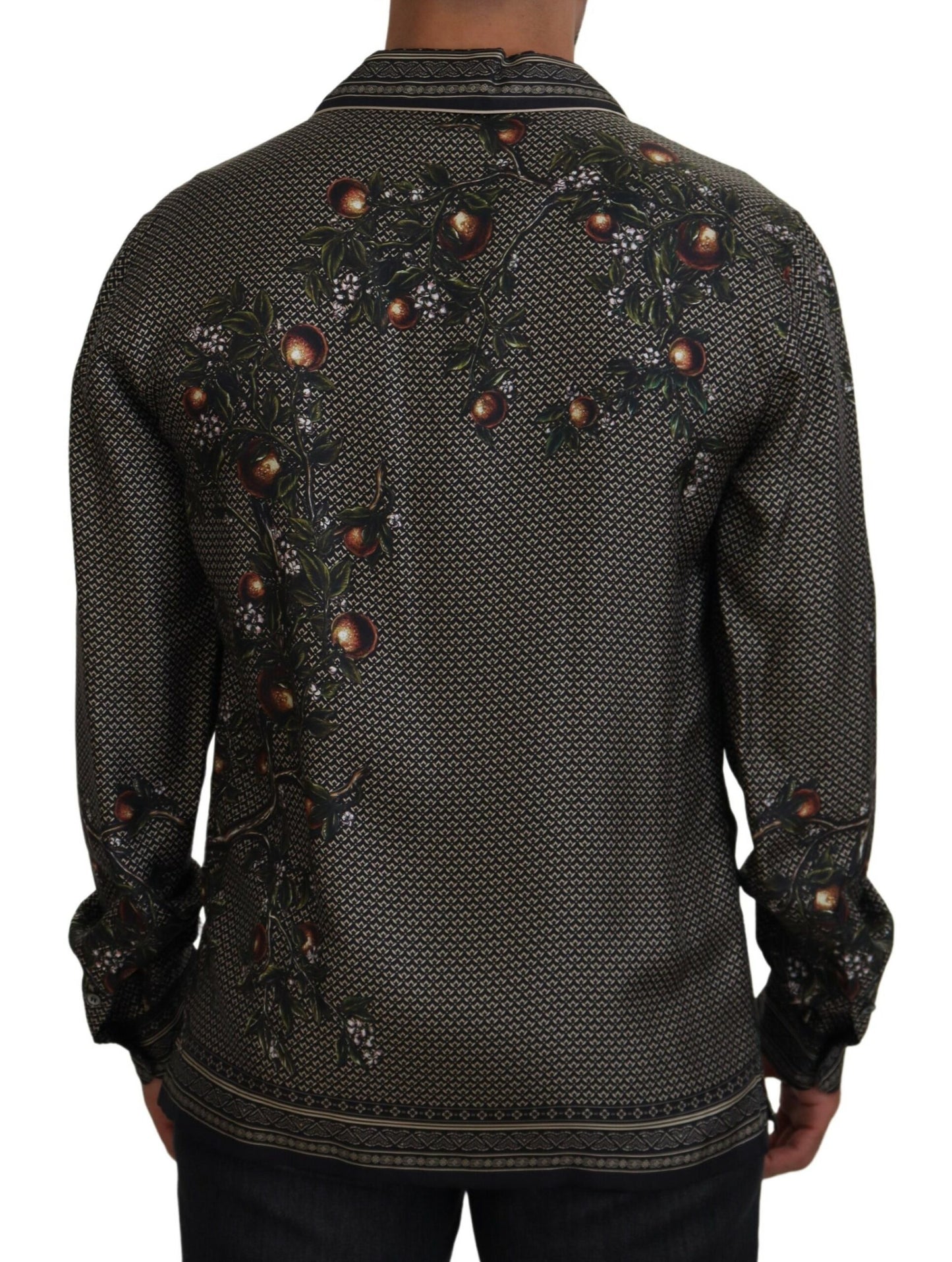 Dolce & Gabbana Multicolor Ostrich Silk Satin Casual Shirt