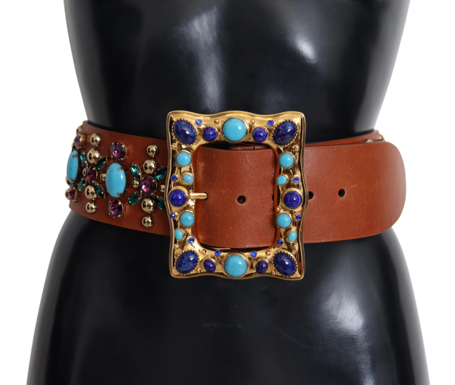 Dolce & Gabbana Elegant Studded Leather Belt with Gold Accents