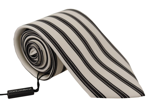 Dolce & Gabbana Elegant Black and White Silk Tie