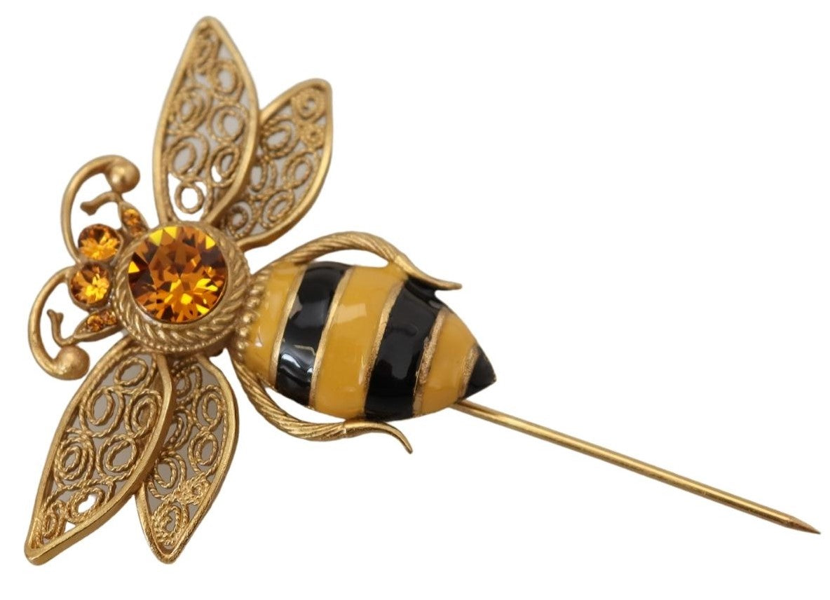 Dolce & Gabbana Gold Plated Crystal Bee Brooch