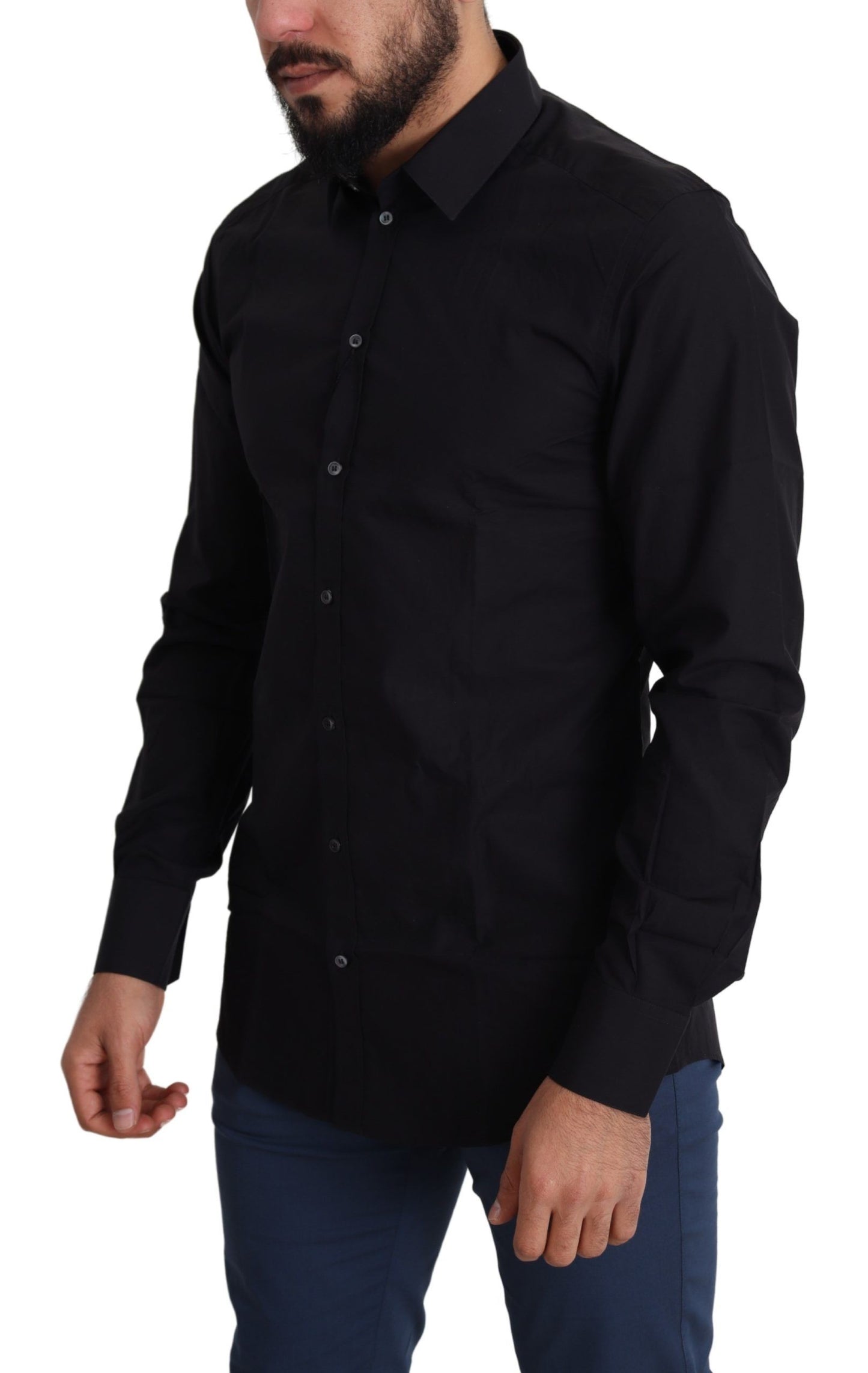 Dolce & Gabbana Sleek Black Cotton Dress Shirt