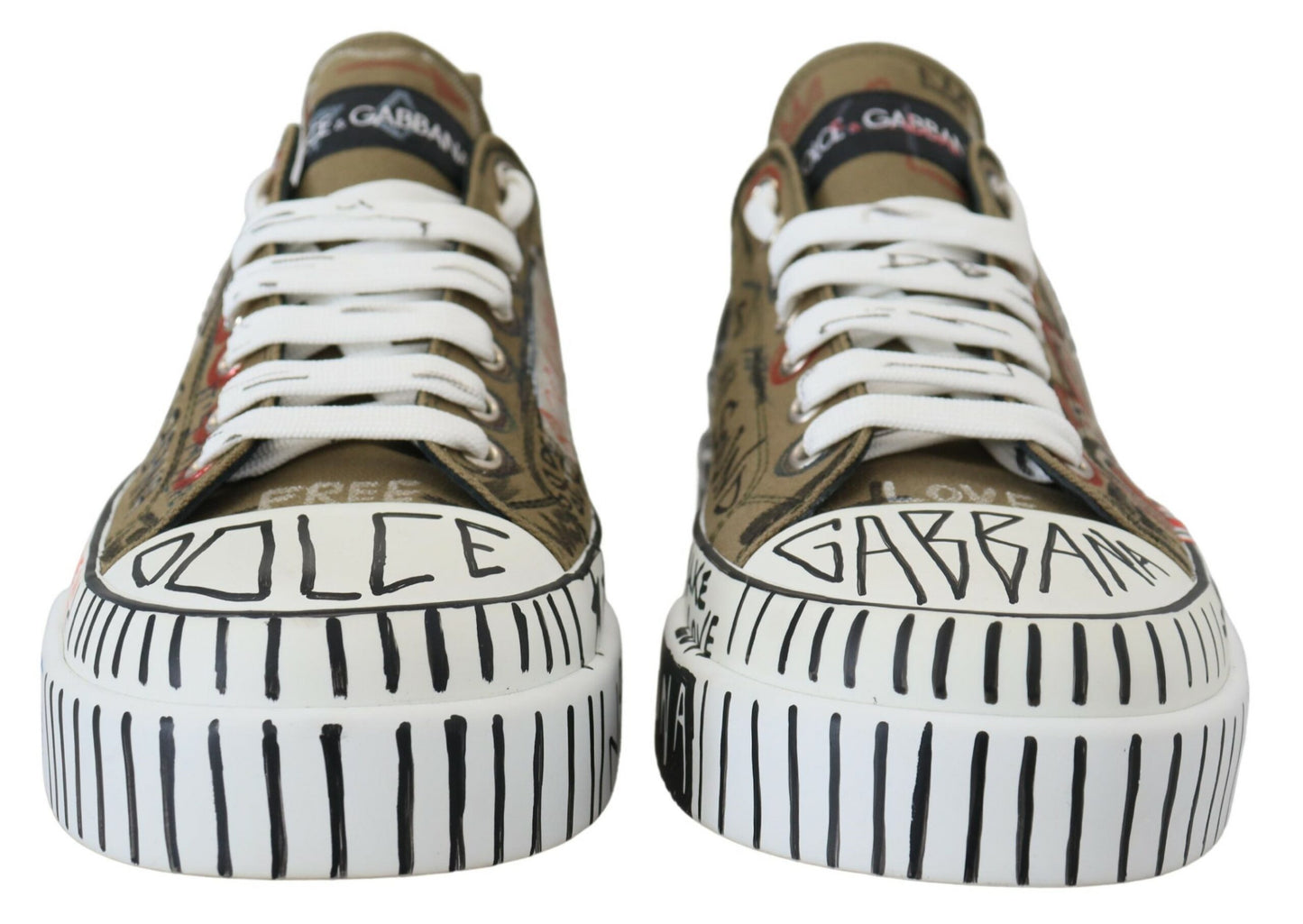 Dolce & Gabbana Exquisite Green Hand-Painted Low Top Sneakers