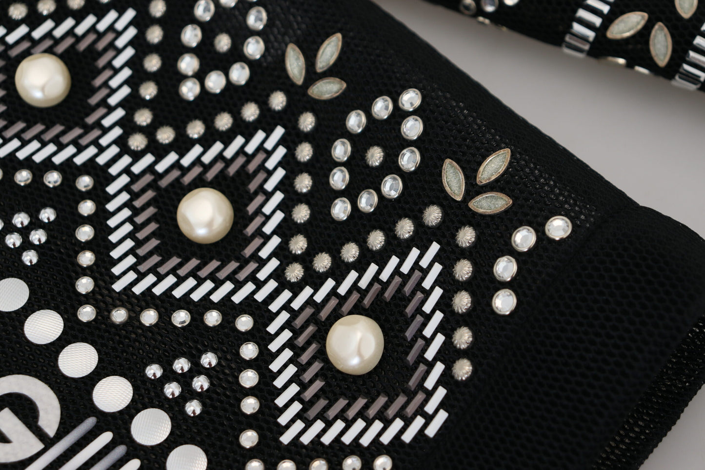 Dolce & Gabbana Black White DG Pearl Embellishment Jacket