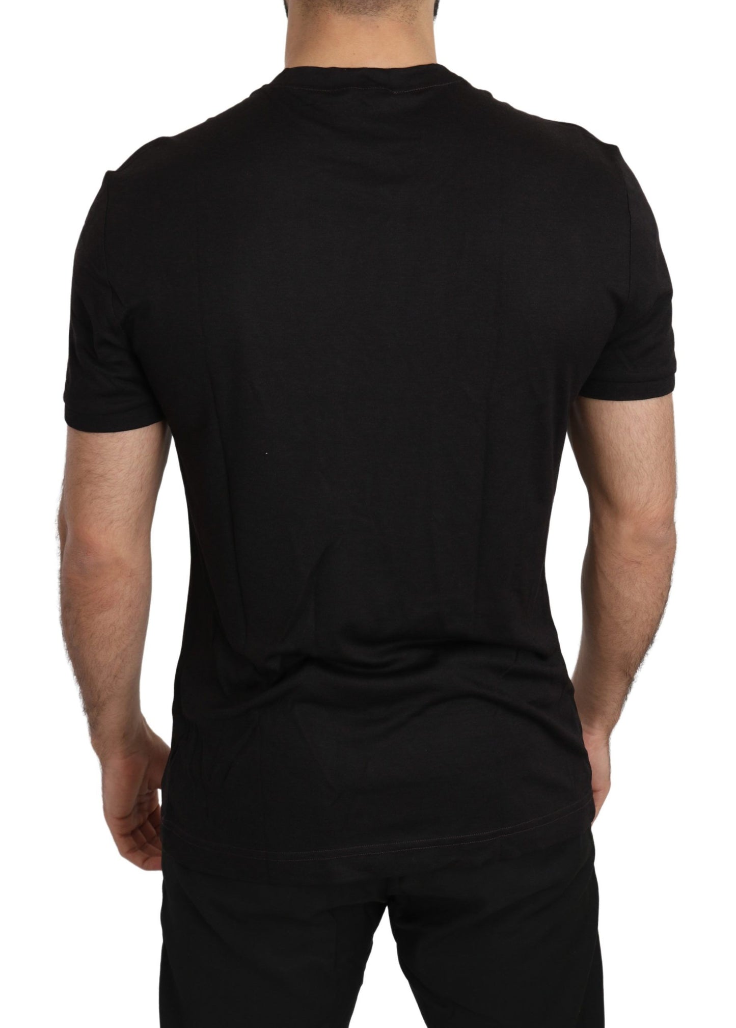 Dolce & Gabbana Sleek Black Crew Neck Tee with Exclusive Print