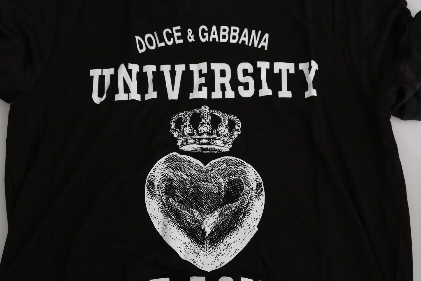 Dolce & Gabbana Sleek Black Crew Neck Tee with Exclusive Print