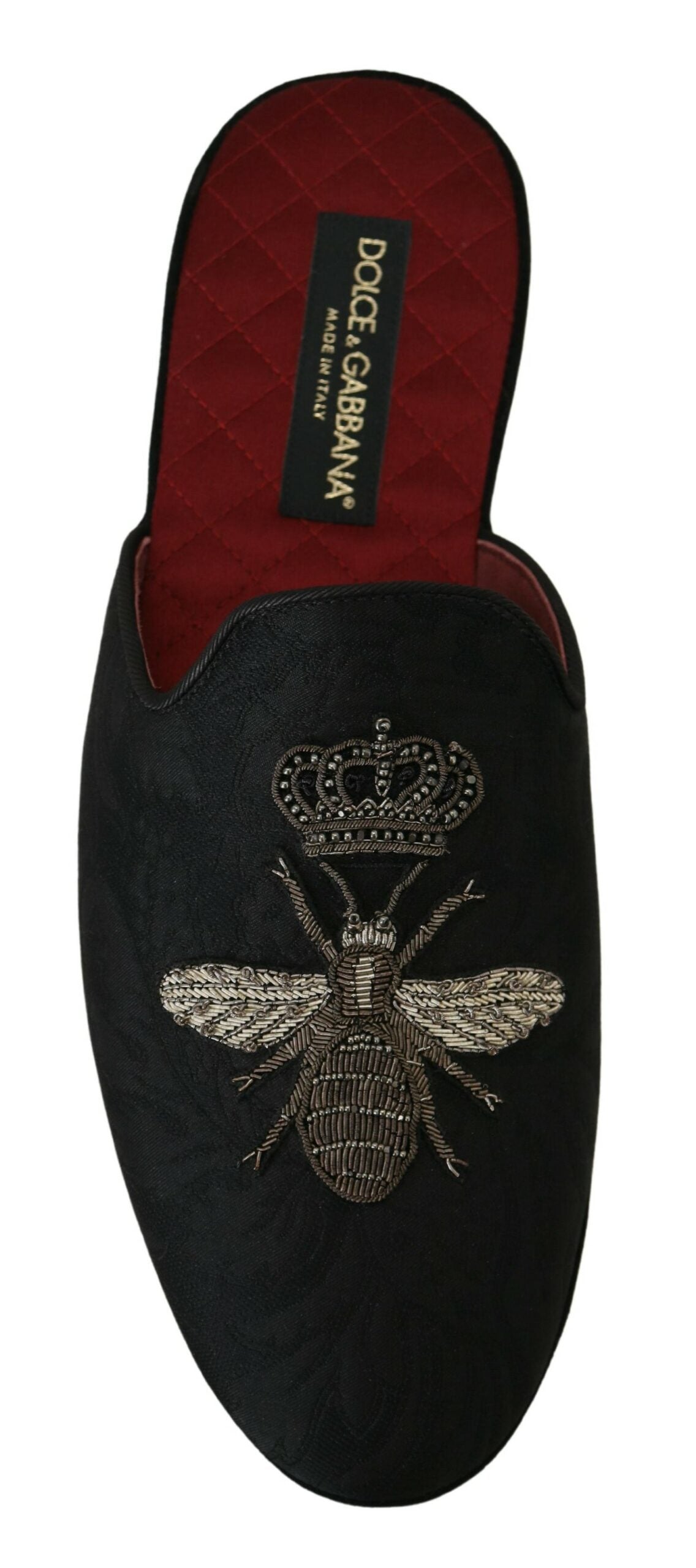 Dolce & Gabbana Opulent Embroidered Bee Crown Slides