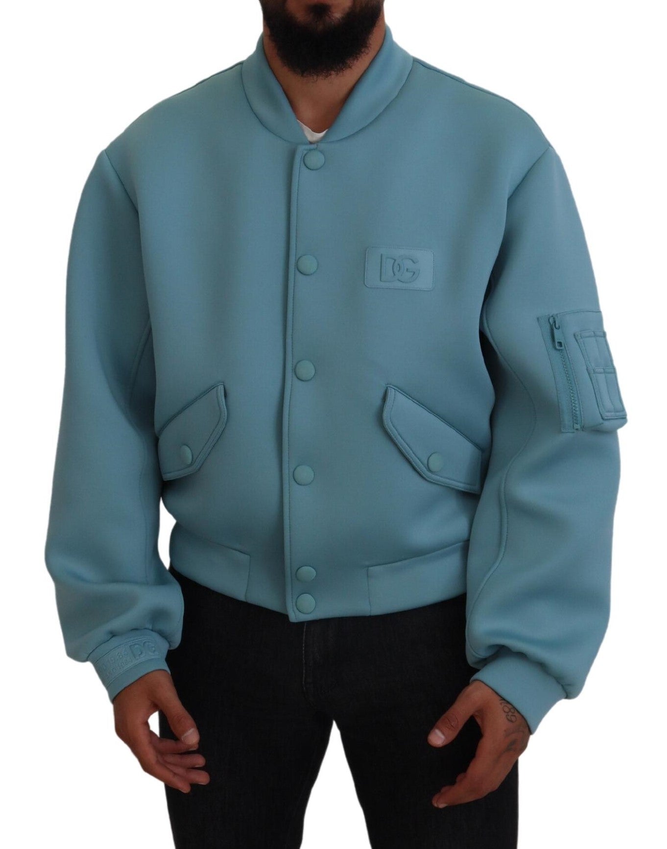 Dolce & Gabbana Elegant Light Blue Bomber Jacket