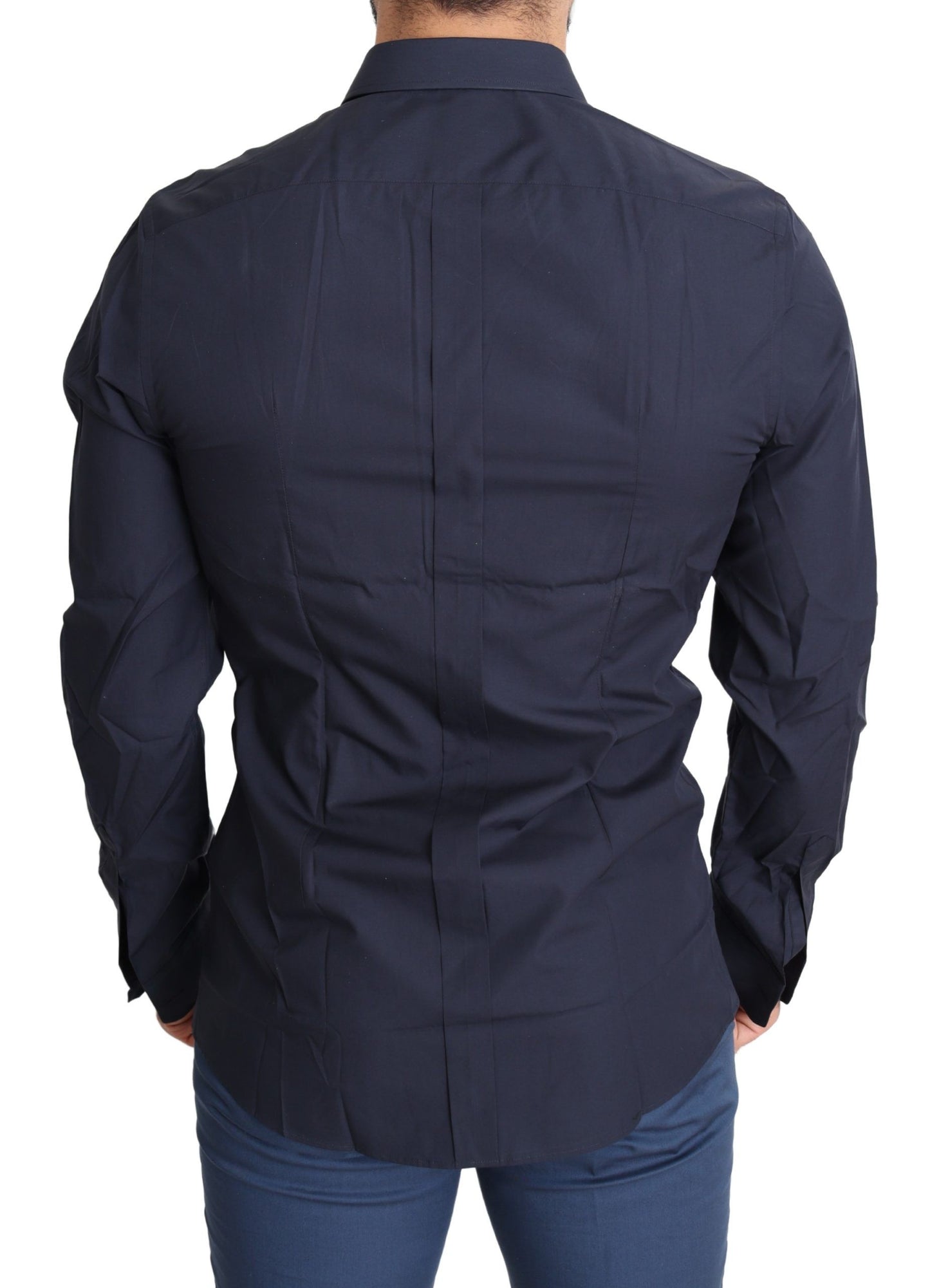 Dolce & Gabbana Elegant Navy Blue Slim Fit Dress Shirt