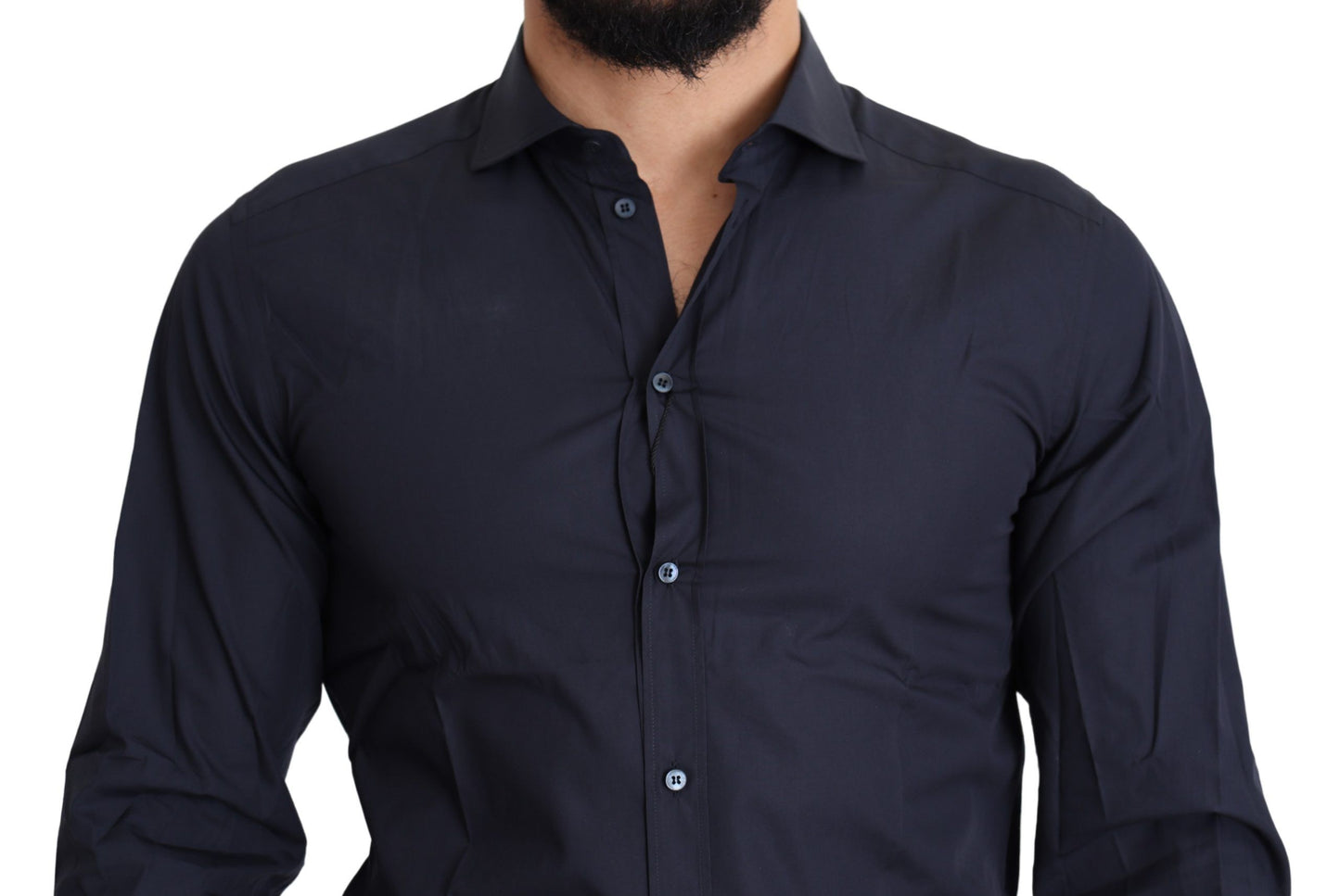 Dolce & Gabbana Elegant Navy Blue Slim Fit Dress Shirt