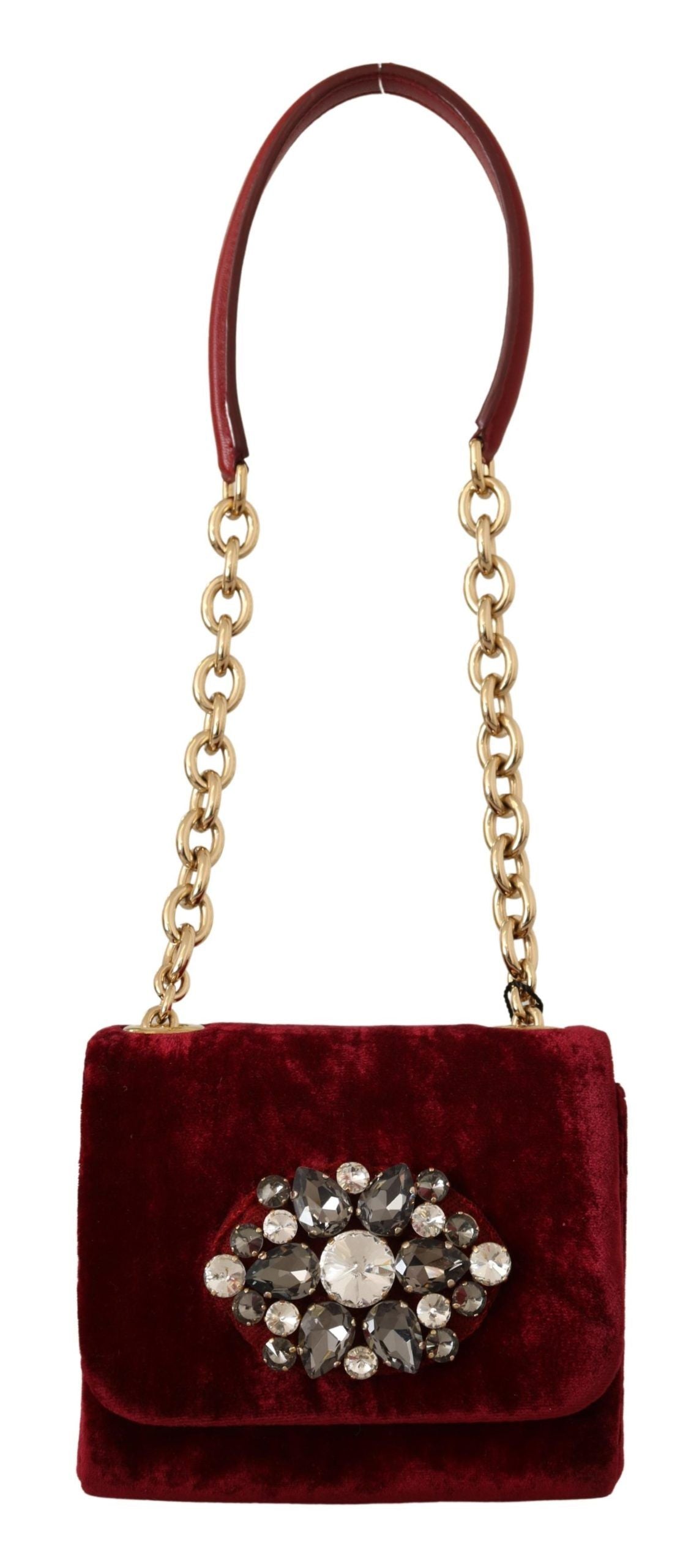 Dolce & Gabbana Velvet Bordeaux Mini Crossbody Elegance