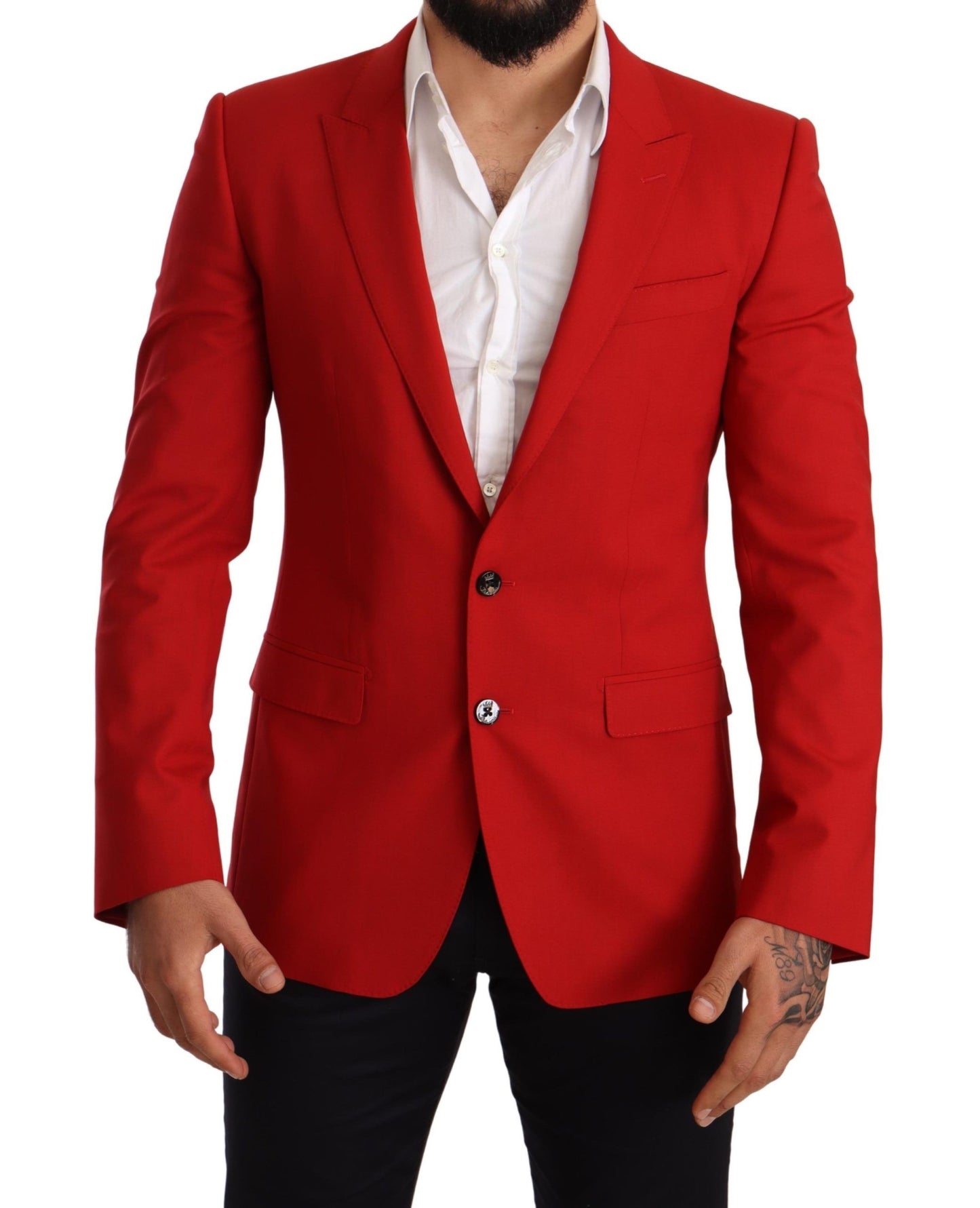 Dolce & Gabbana Exquisite Red Virgin Wool Two Button Blazer