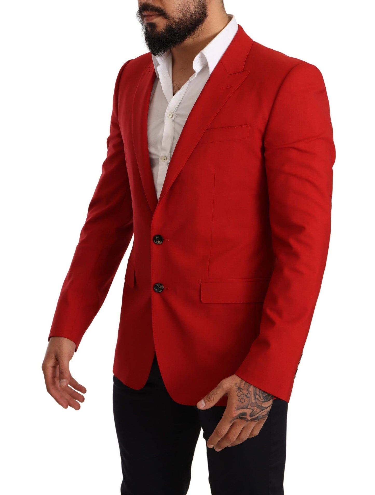 Dolce & Gabbana Exquisite Red Virgin Wool Two Button Blazer