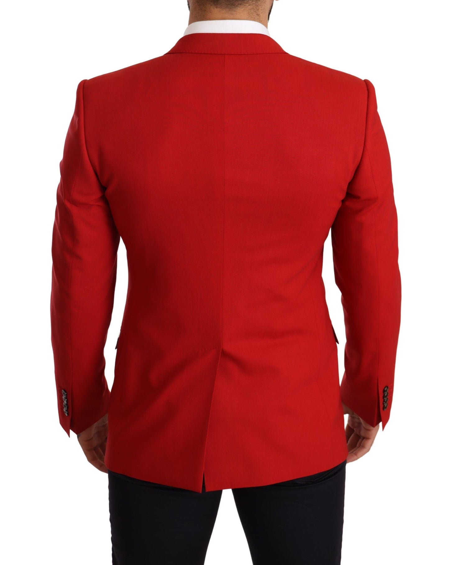 Dolce & Gabbana Exquisite Red Virgin Wool Two Button Blazer