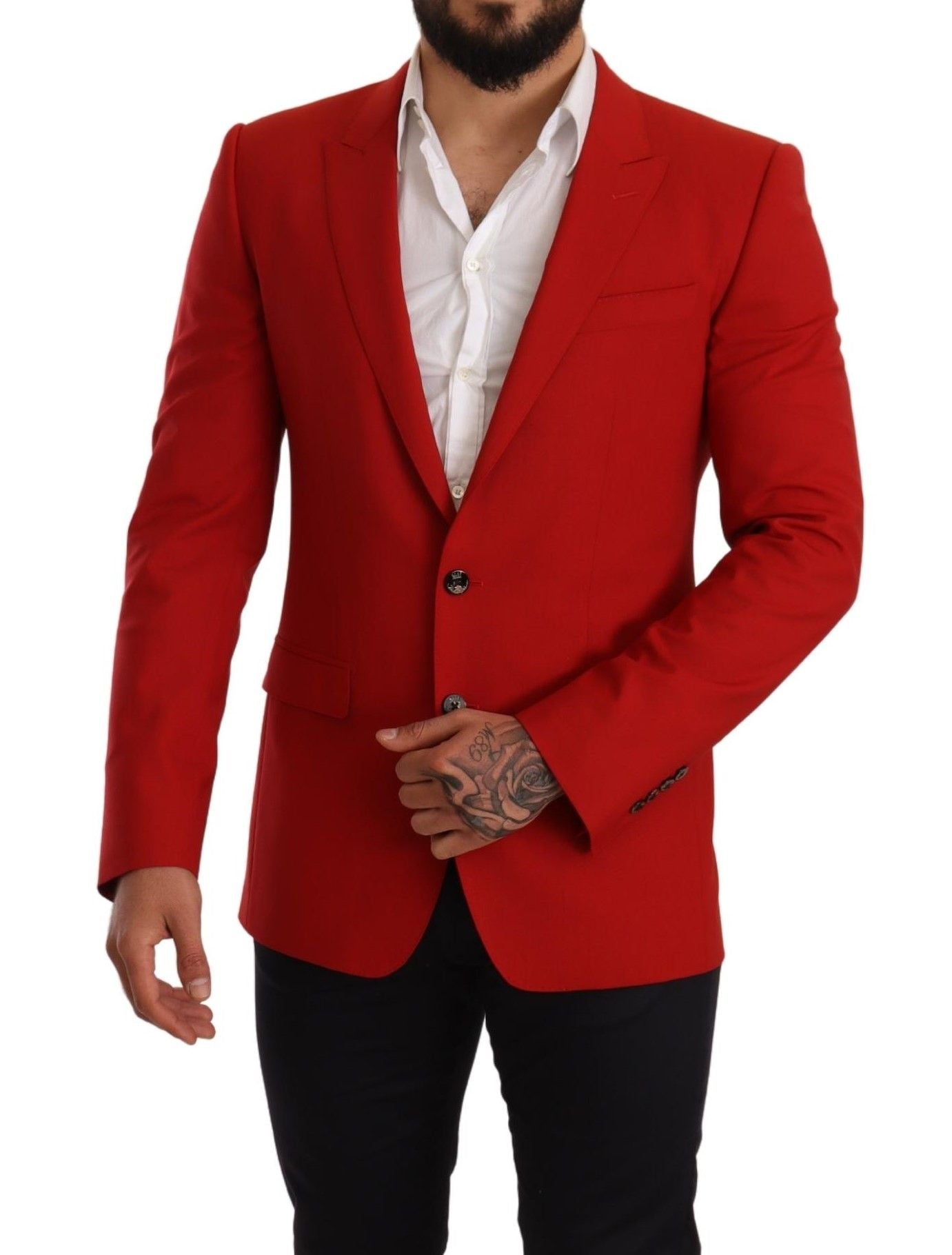 Dolce & Gabbana Exquisite Red Virgin Wool Two Button Blazer