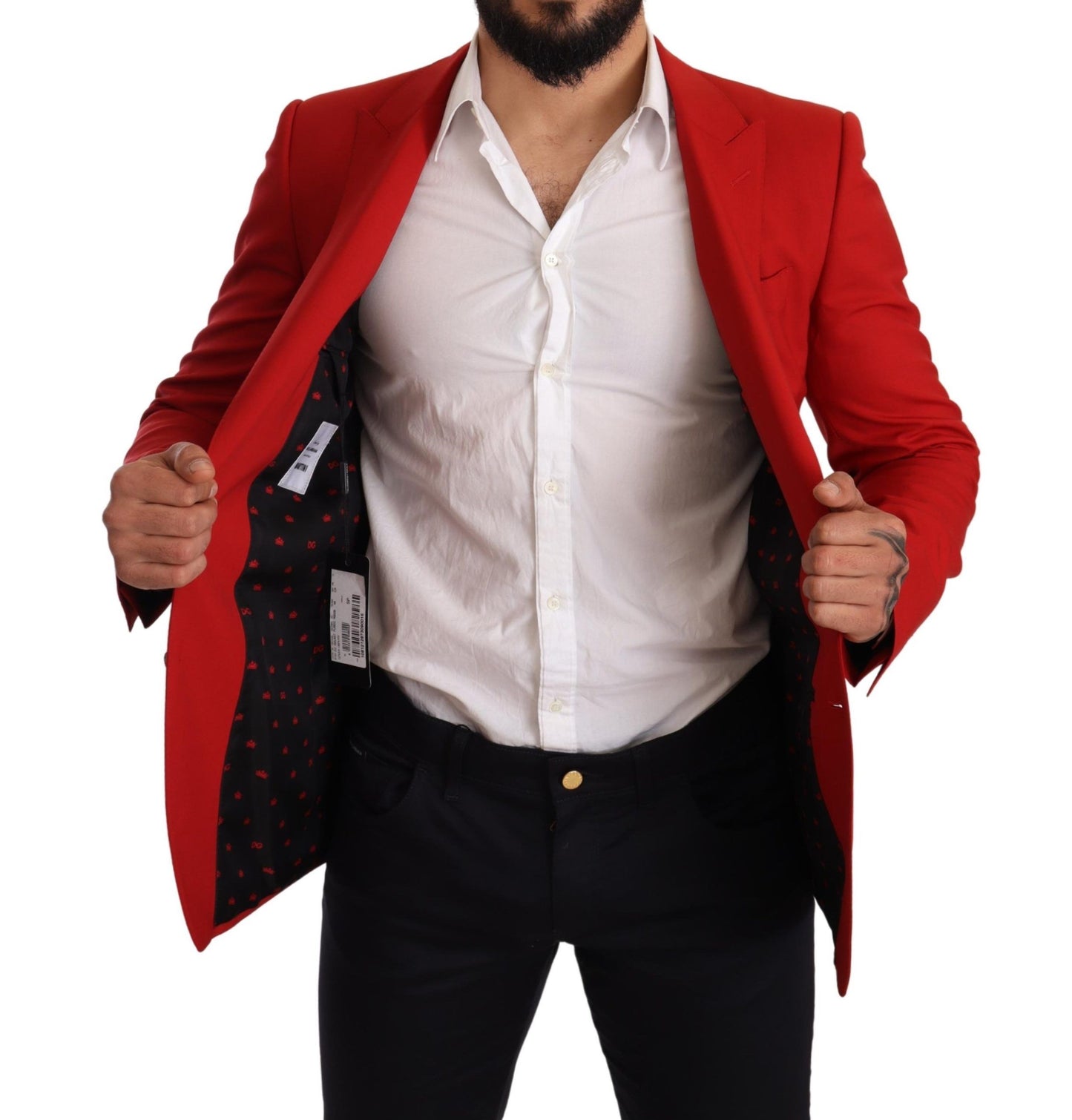 Dolce & Gabbana Exquisite Red Virgin Wool Two Button Blazer