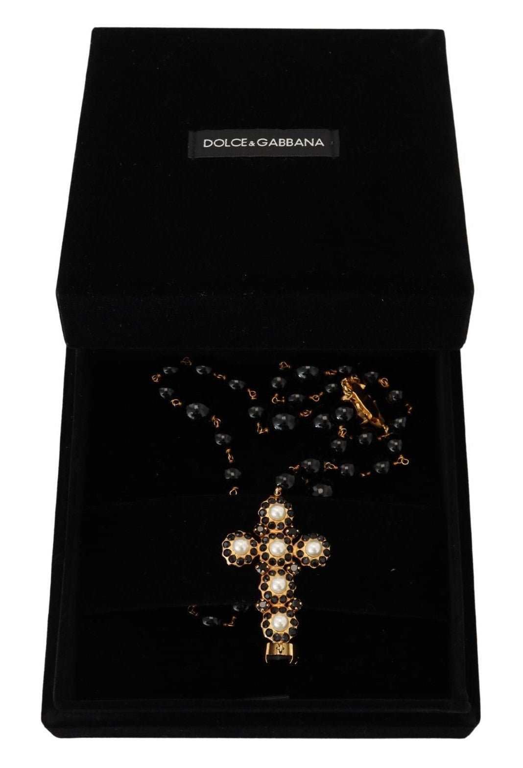 Dolce & Gabbana Elegant Gold Crystal Cross Necklace