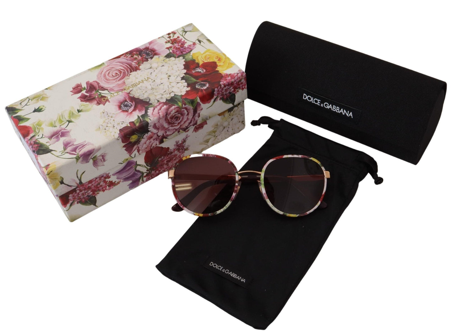 Dolce & Gabbana Elegant Round Floral Sunglasses for Women