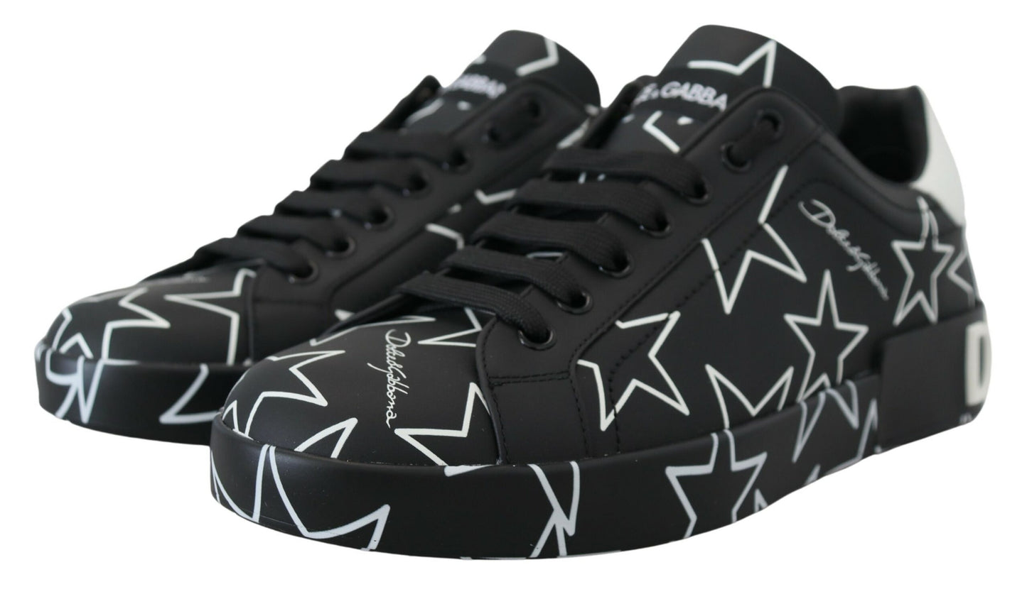 Dolce & Gabbana Star-Embellished Leather Low Top Sneakers