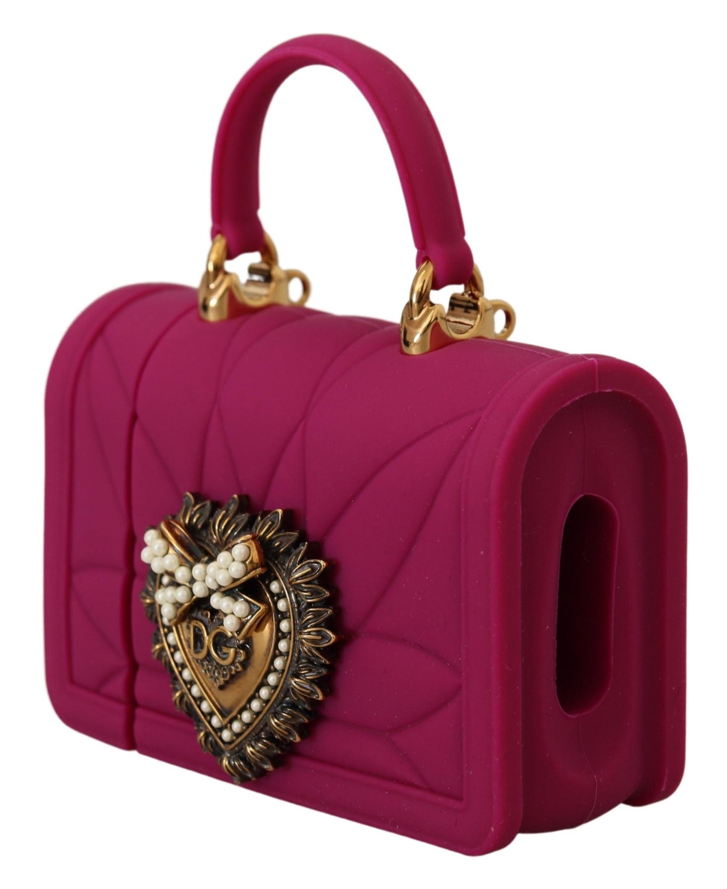 Dolce & Gabbana Chic Pink Silicone Airpod Case with Gold Accents