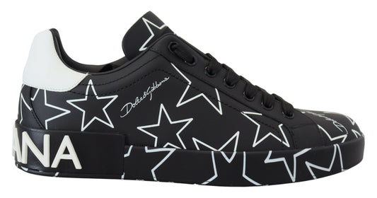 Dolce & Gabbana Star-Embellished Leather Low Top Sneakers