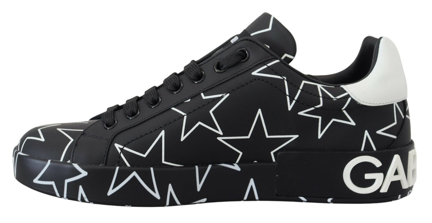 Dolce & Gabbana Star-Embellished Leather Low Top Sneakers