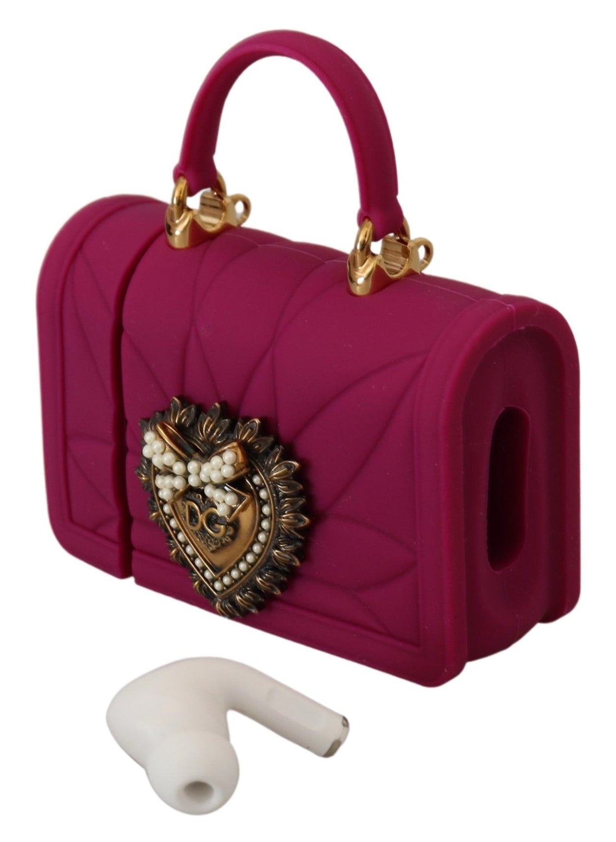 Dolce & Gabbana Chic Pink Silicone Airpod Case with Gold Accents