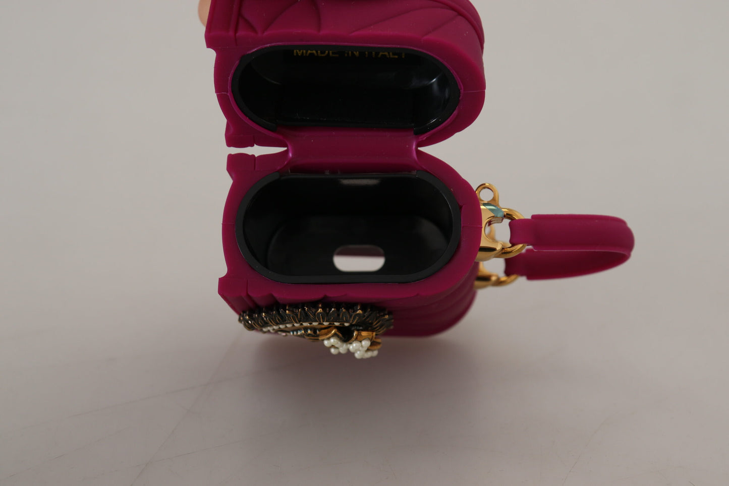 Dolce & Gabbana Chic Pink Silicone Airpod Case with Gold Accents