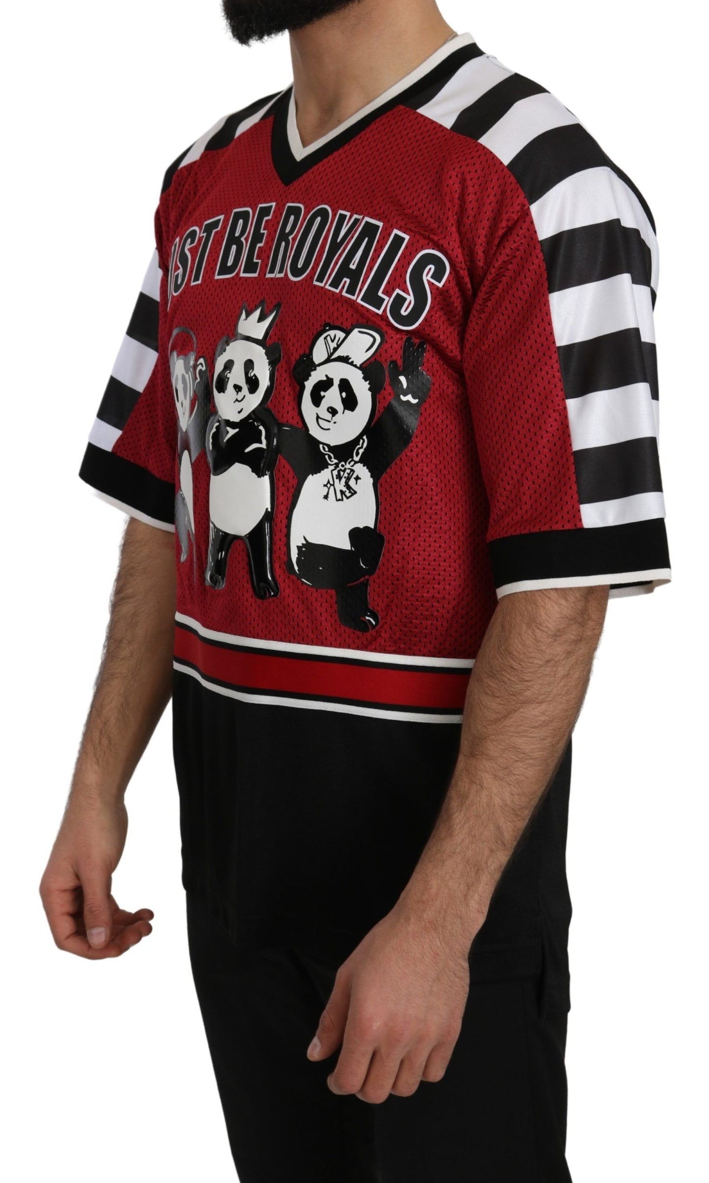 Dolce & Gabbana Panda Print Red Short Sleeve Luxury Tee